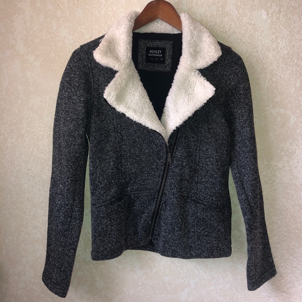 Faux Fur Trim Moto Jacket